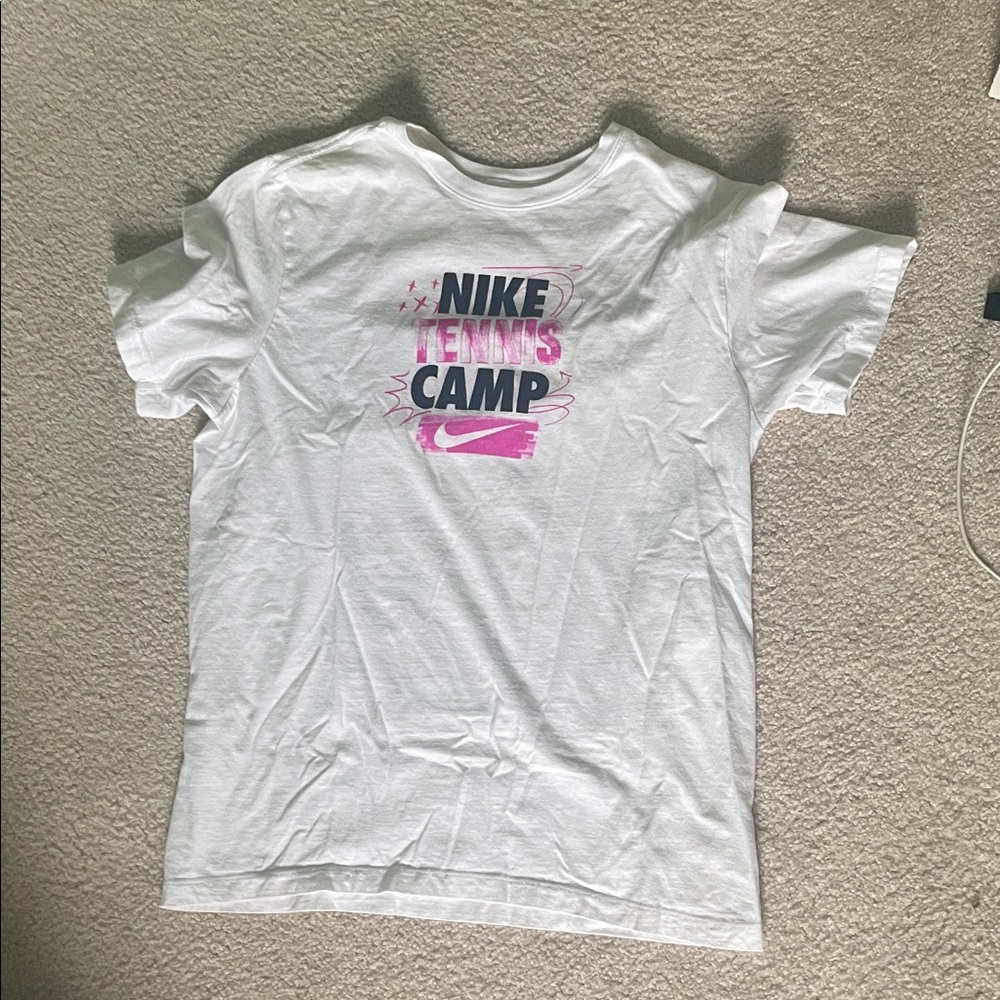 Nike Kids White and Pink Graphic Tee